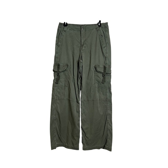 American Eagle Outfitters Pants - American Eagle Green Cargo Pants Womens 10 Regular Wide Leg Baggy Utility Y2K